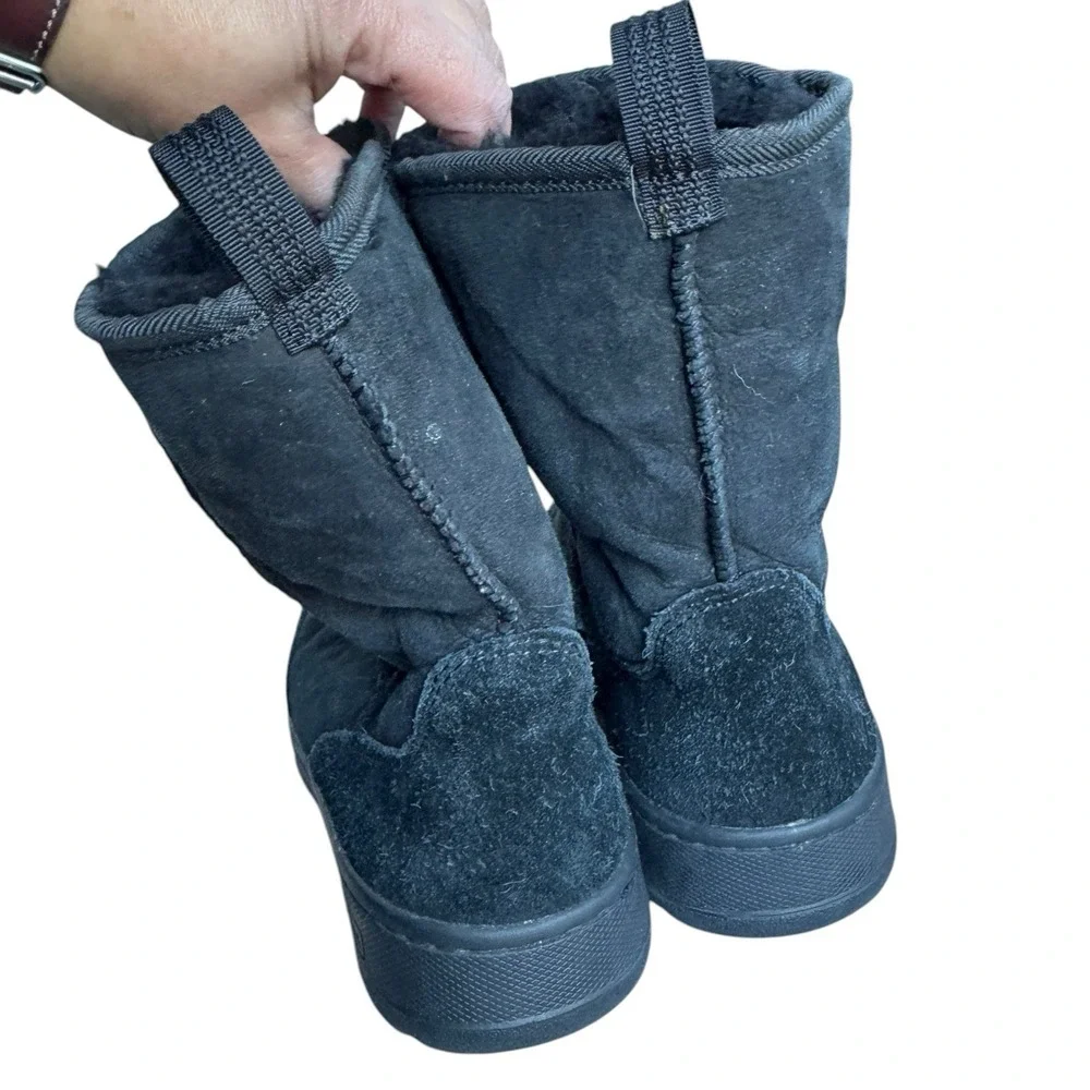 LL Bean Wicked‎ Good Suede Leather Winter Boots Shearling Lined Black Size 6